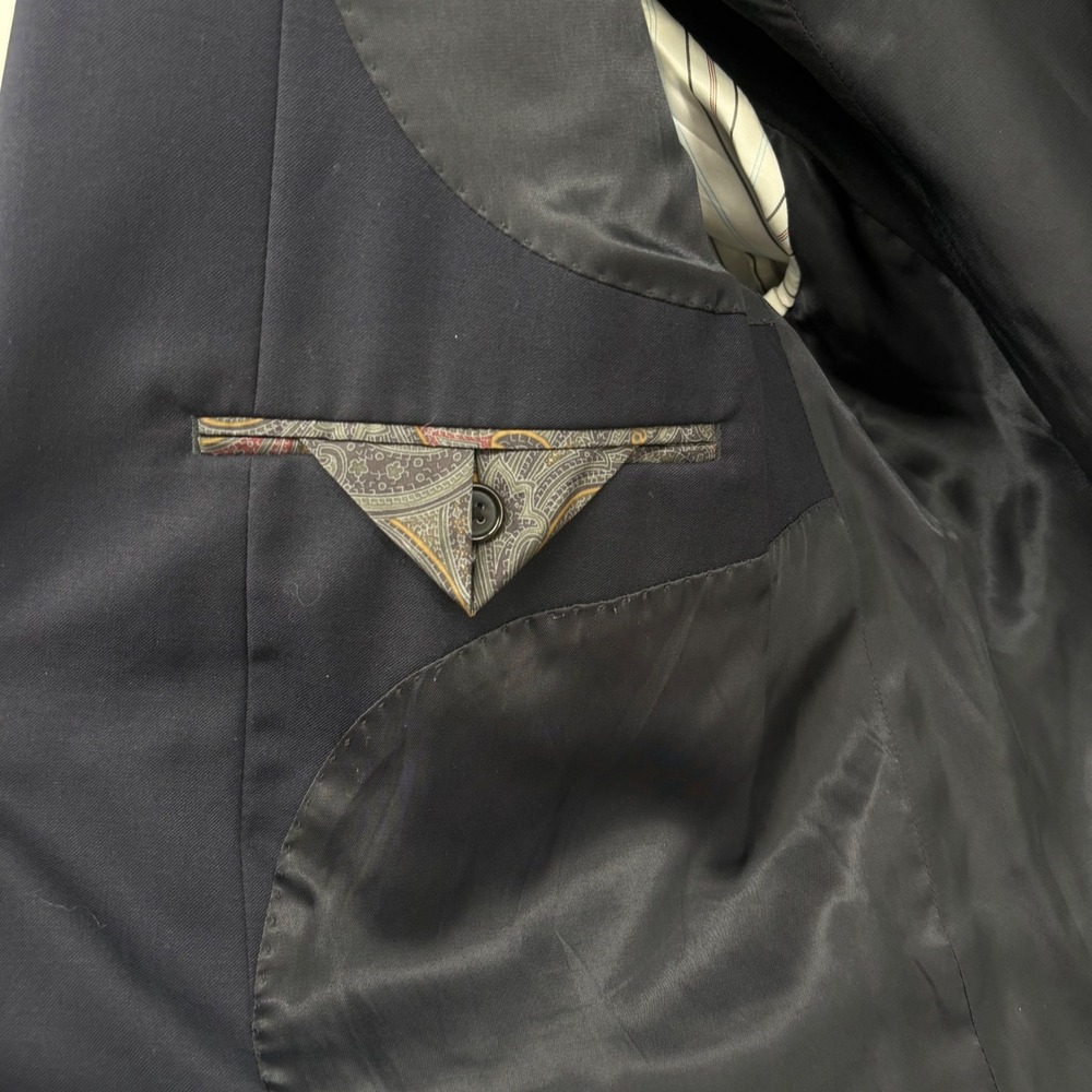 Lauren Ralph Lauren Mens 48R Dark Navy Blue 100% Wool Natural Stretch Blazer - Picture 7 of 16